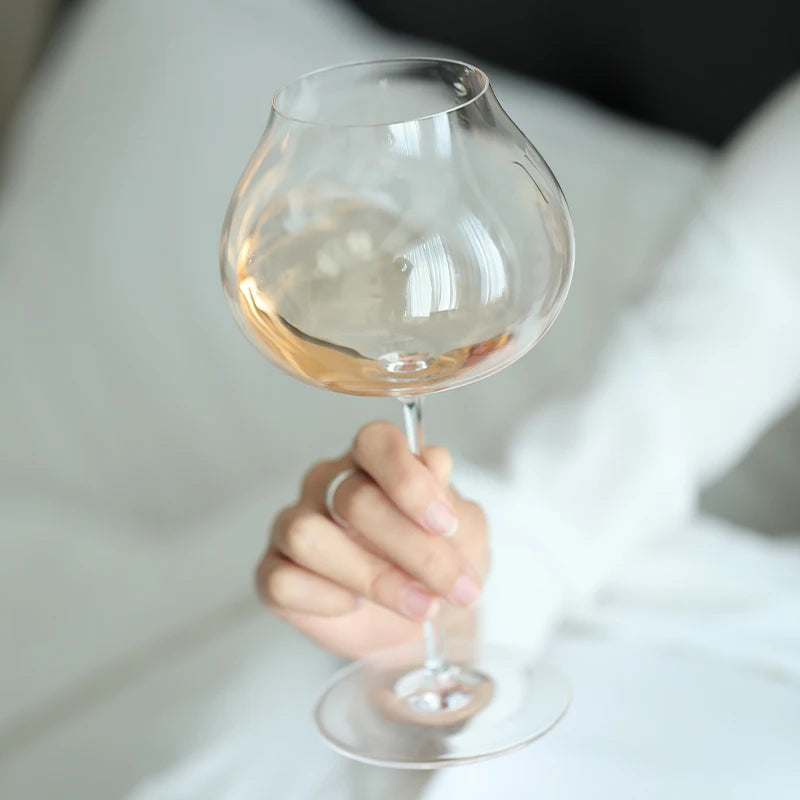 Super Thin Crystal Burgundy Goblet with Dark White Wine Glass Sommelier. An Exclusive Tasting Wine Glass.