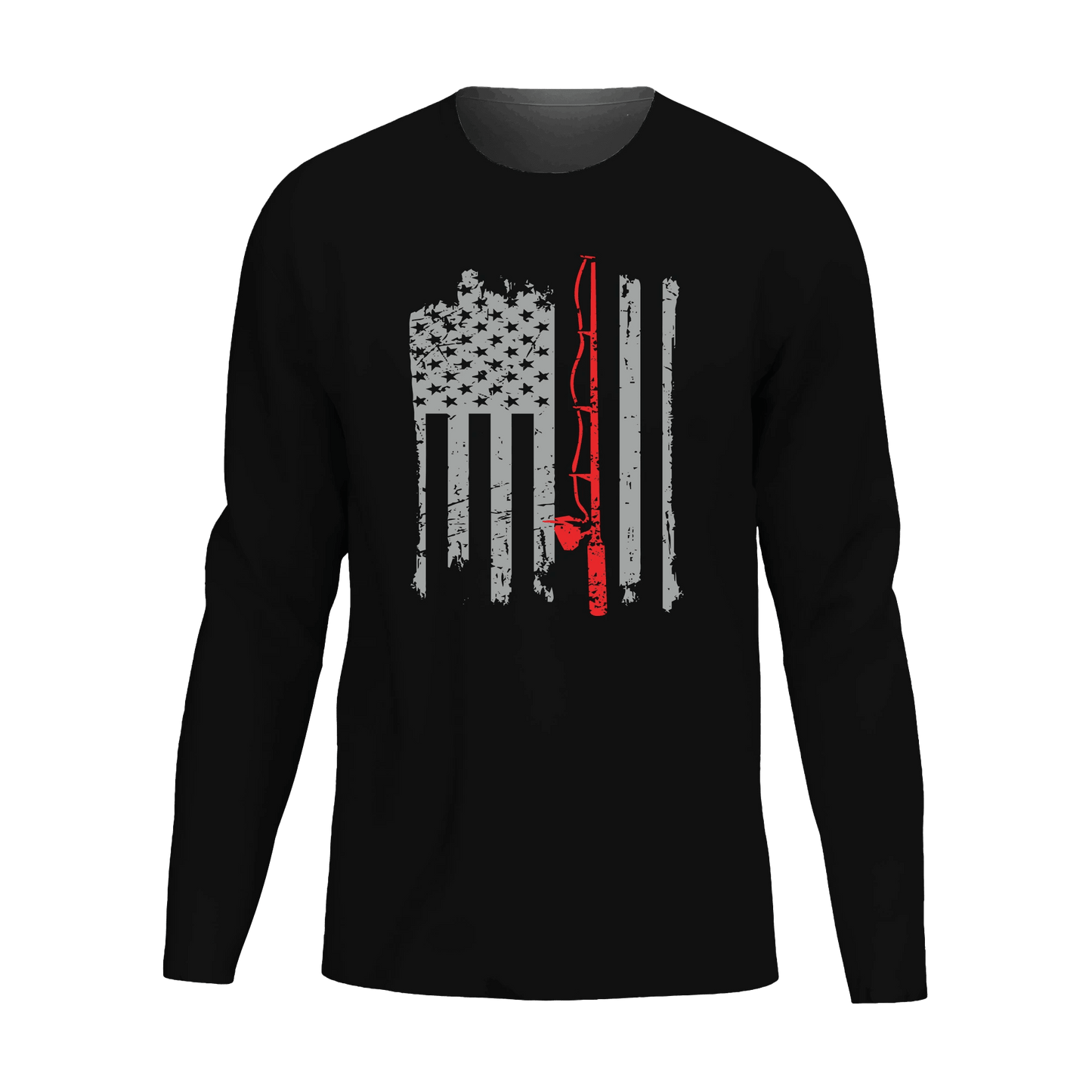 Fishing Rod American Flag Men Long Sleeve Shirt - Gibbs'N Sons