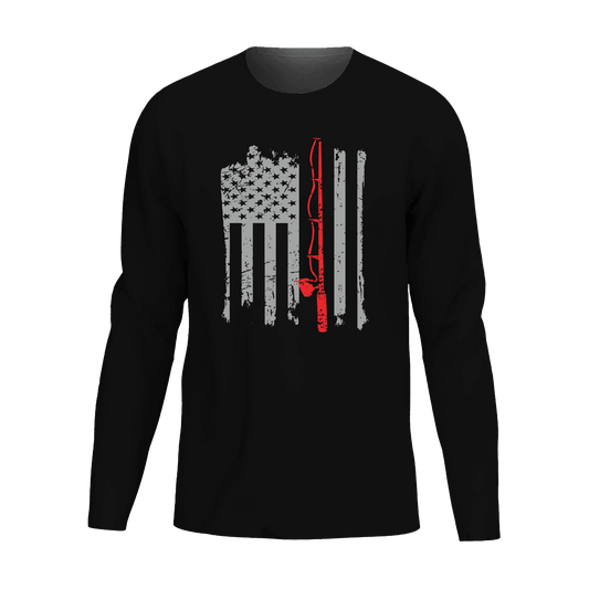 Fishing Rod American Flag Men Long Sleeve Shirt - Gibbs'N Sons