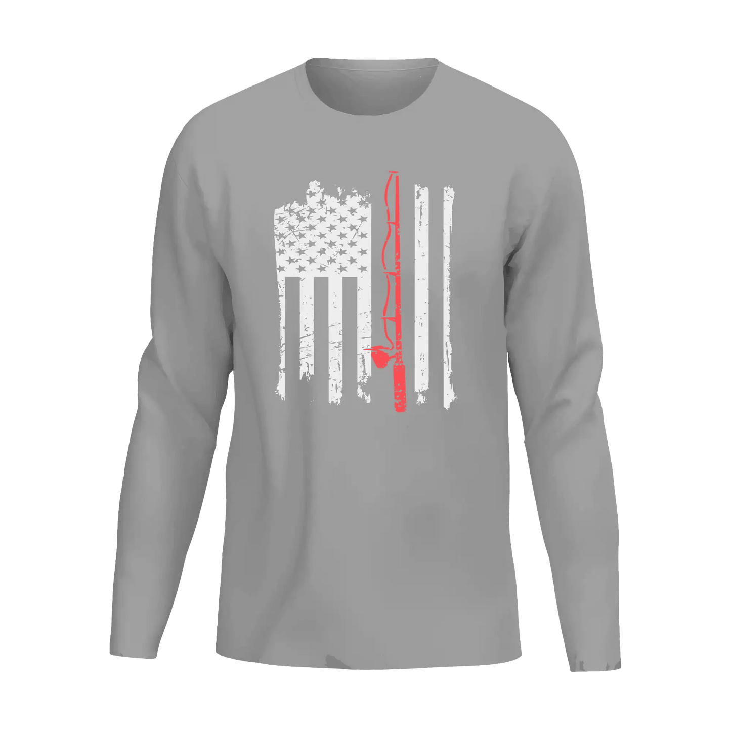 Fishing Rod American Flag Men Long Sleeve Shirt - Gibbs'N Sons