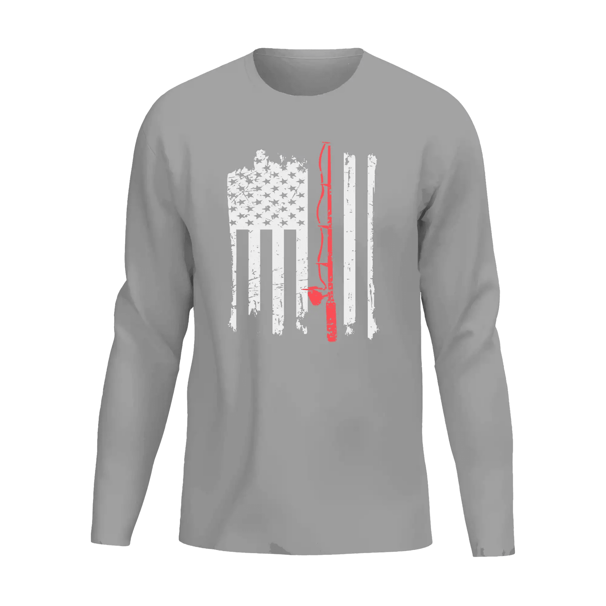 Fishing Rod American Flag Men Long Sleeve Shirt - Gibbs'N Sons