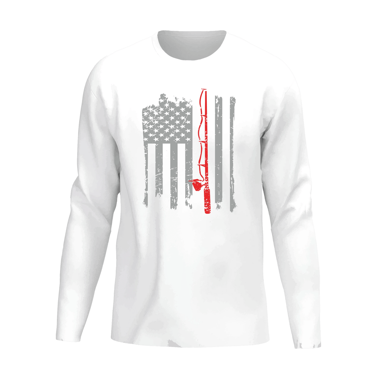 Fishing Rod American Flag Men Long Sleeve Shirt - Gibbs'N Sons