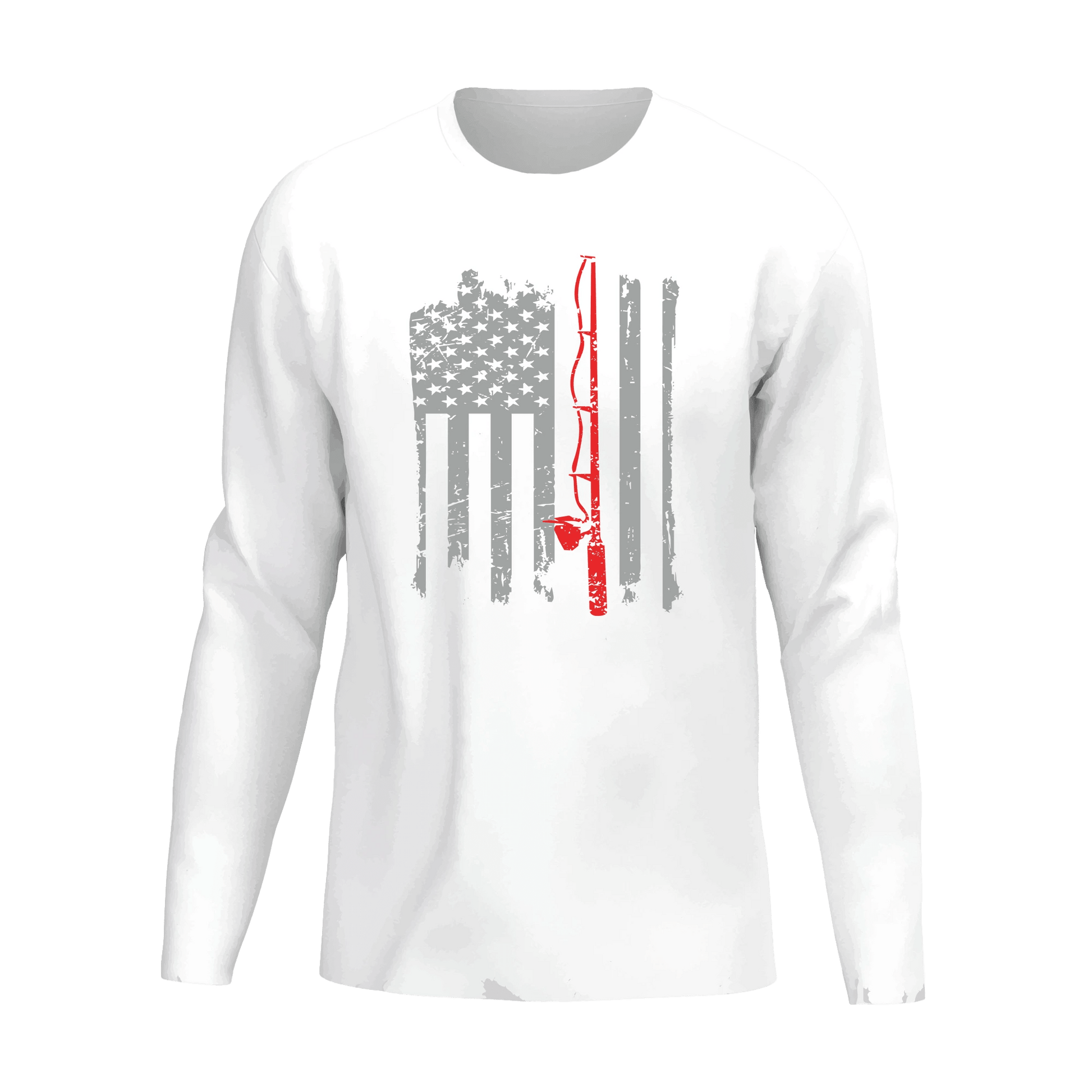 Fishing Rod American Flag Men Long Sleeve Shirt - Gibbs'N Sons