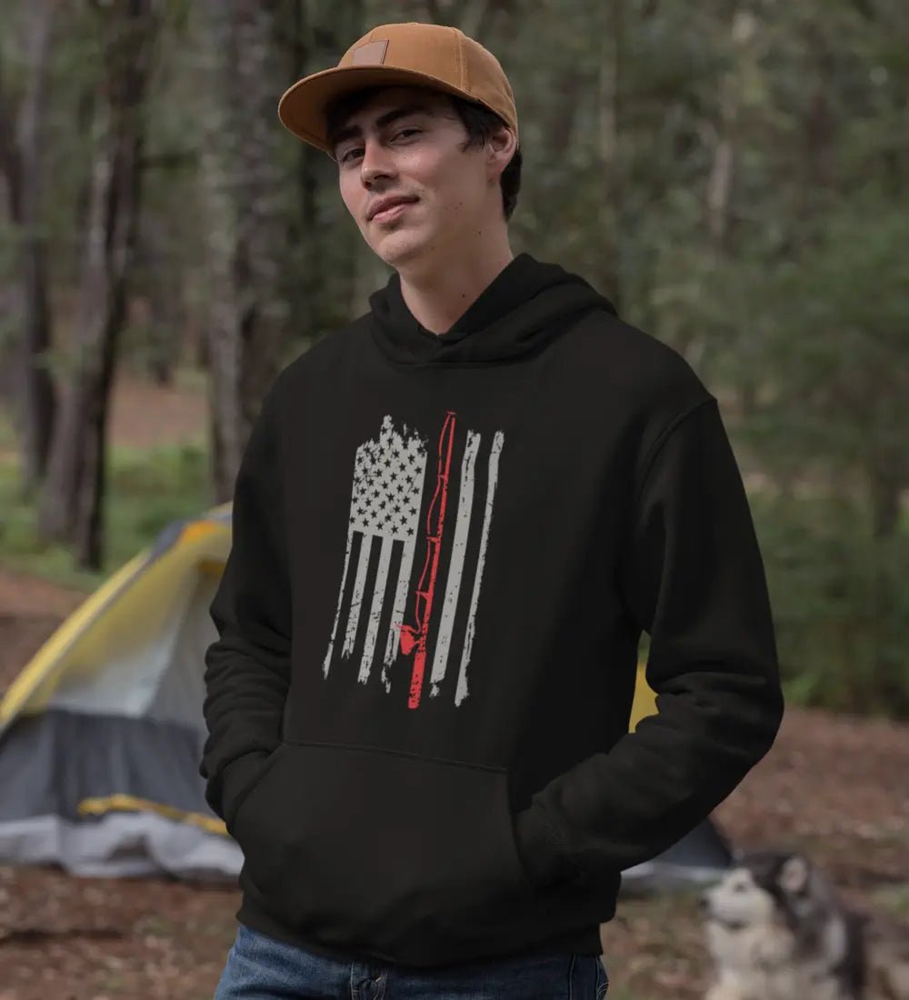 Fishing Rod American Flag Unisex Hoodie - Gibbs'N Sons