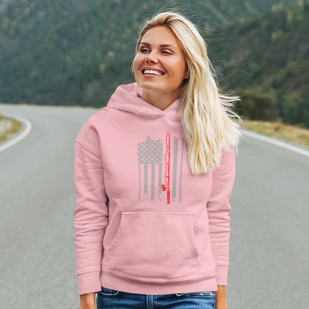 Fishing Rod American Flag Unisex Hoodie - Gibbs'N Sons