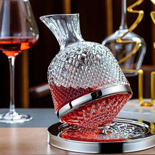 360 Rotating Crystal Wine Decanter