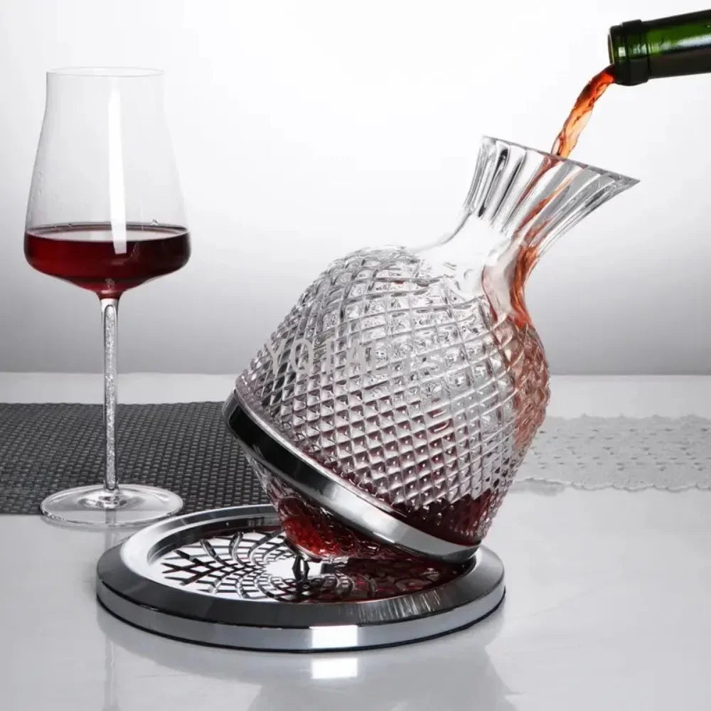 360 Rotating Crystal Wine Decanter