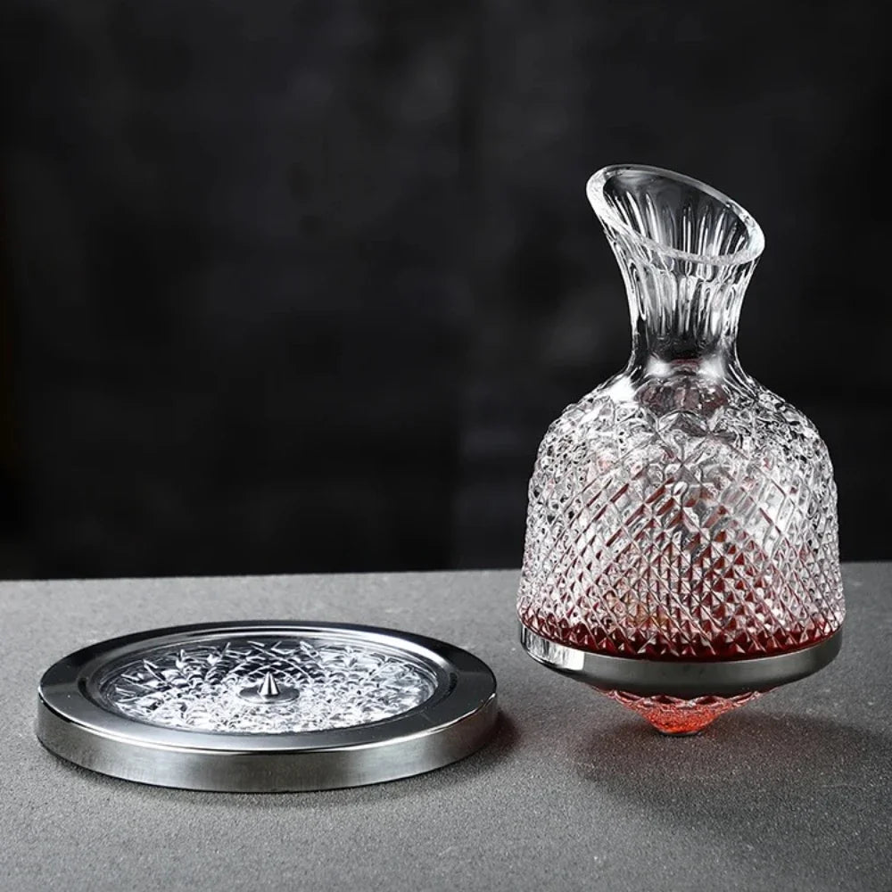 360 Rotating Crystal Wine Decanter