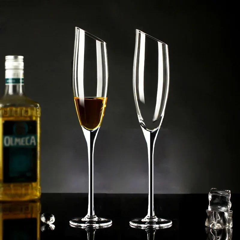 Classic Lead-Free Crystal Champagne Glasses Goblet Bubble Cocktail Dessert Glase Wine Glass Creative European Household Oblique