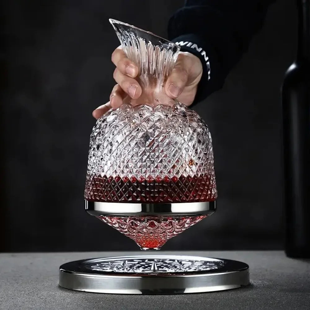 360 Rotating Crystal Wine Decanter